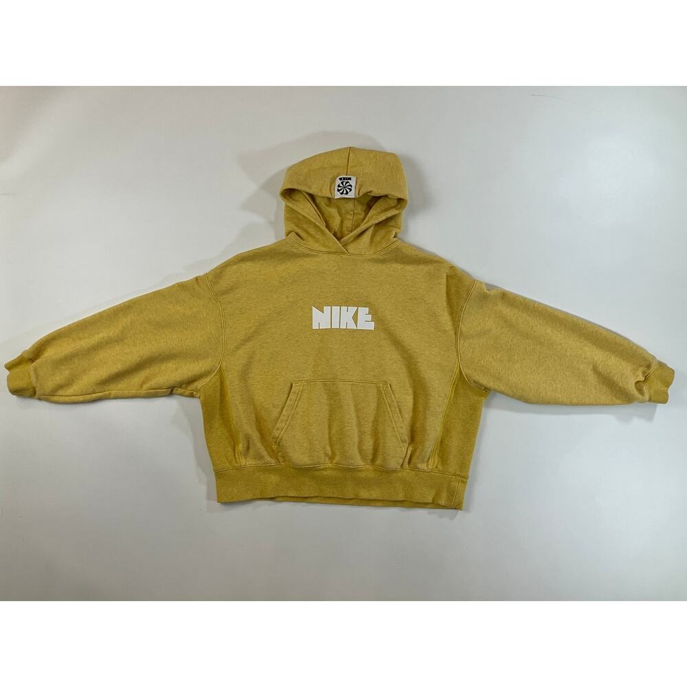 Nike Circa 72 Women M Vivid Sulfur Oversized French Terry Cropped Hoodie